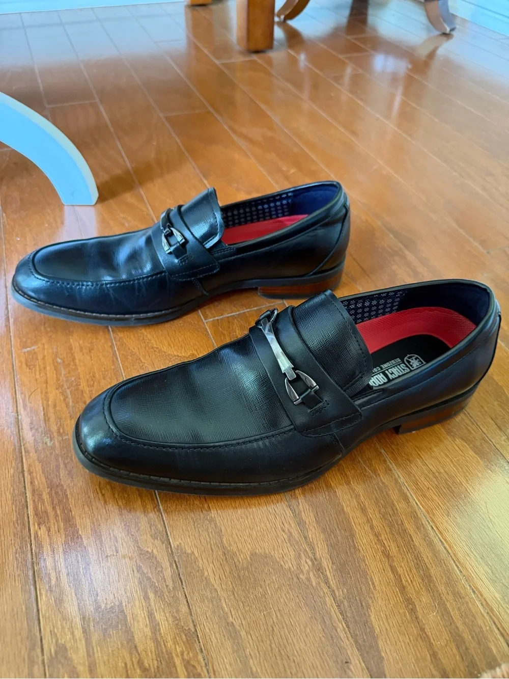 Stacy Adams Black Leather Bit Slip-On Loafers